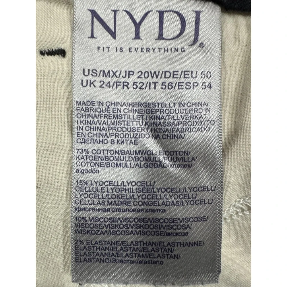 NYDJ Jeans Womens 20W‎ Black Lift Tuck Technology Wide Leg Button Fly Cropped
